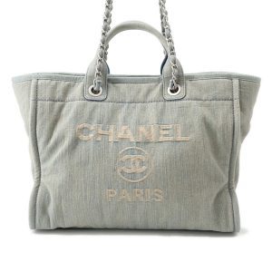 CHANEL Deauville 2WAYTote Bag Light BlueA66941 Denim Size GM