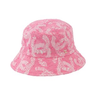 CHANEL CC Logo Tweed Bucket Hat Size M PinkAA9768 Nylon70% Silk18% Cotton12%