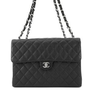 CHANEL Jumbo Matelasse ChainShoulder Bag BlackA11869 Caviar Leather Size 30