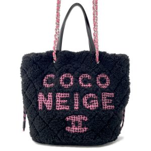 CHANEL Coco Neige Tote Bag BlackAS0981 Pile Leather