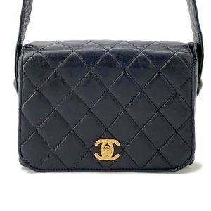 CHANEL Full Flap Matelasse Shoulder Black Lambskin