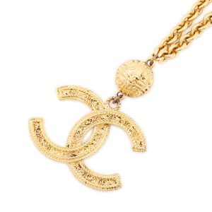 CHANEL CC Mark Necklace Gold Gold Plated
