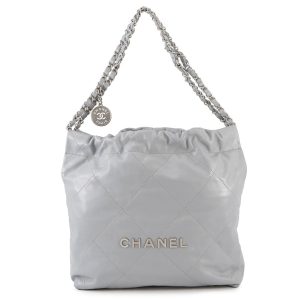 CHANEL CHANEL22 Handbag GrayAS3260 Shiny Calf Leather Size Small