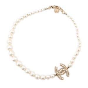 CHANEL CC Logo Pearl ChokerA64757 Faux Pearl Rhinestone