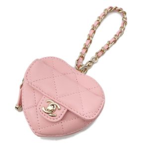 CHANEL Matelasse Mini Heart Bag Charm PinkAP4838 Lambskin