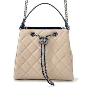 CHANEL CC Bucket Black/BeigeA93354 Caviar Leather