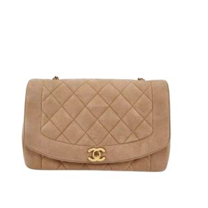 Chanel Diana Bag Medium Suede Beige with 24k Gold Plated Hardware