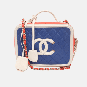 Chanel Filigree Medium Vanity Case Tricolor Caviar Leather, 2018-2019