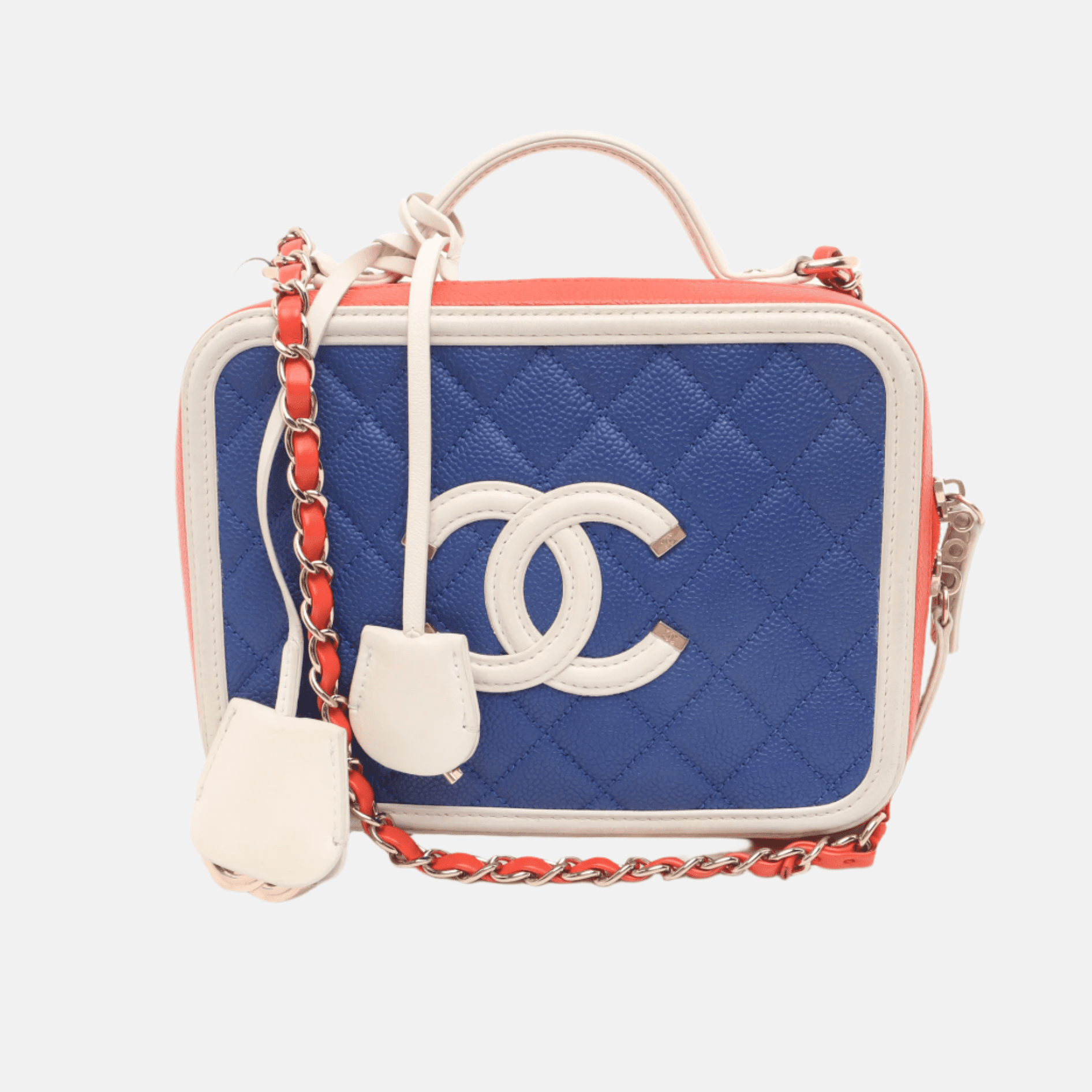 Chanel Filigree Medium Vanity Case Tricolor Caviar Leather, 2018-2019