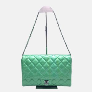 Chanel Envelope Clutch with Chains 2013 Shoulder Bag Apple Green Patent Leather