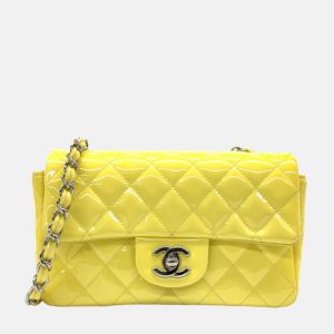 Chanel Classic Flap Rectangular Mini Yellow Patent Leather Silver HW, 2014-2015