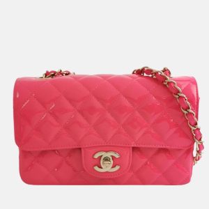 Chanel Classic Flap Rectangular Mini Pink Patent Leather Gold-tone Hardware, 2019