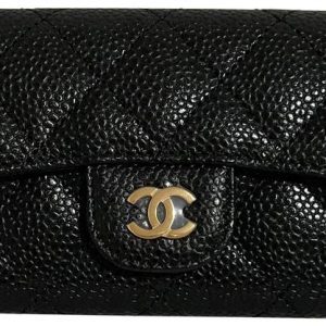 Chanel Black Classic Flap Card Caviar Leather Card Holder Wallet