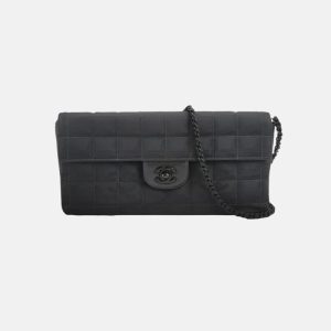 Chanel East West Chocolate Bar Black Leather Silver Hardware, 2000-2002