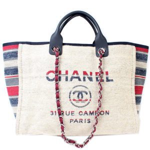 Chanel Deauville Canvas Tote Large Bag