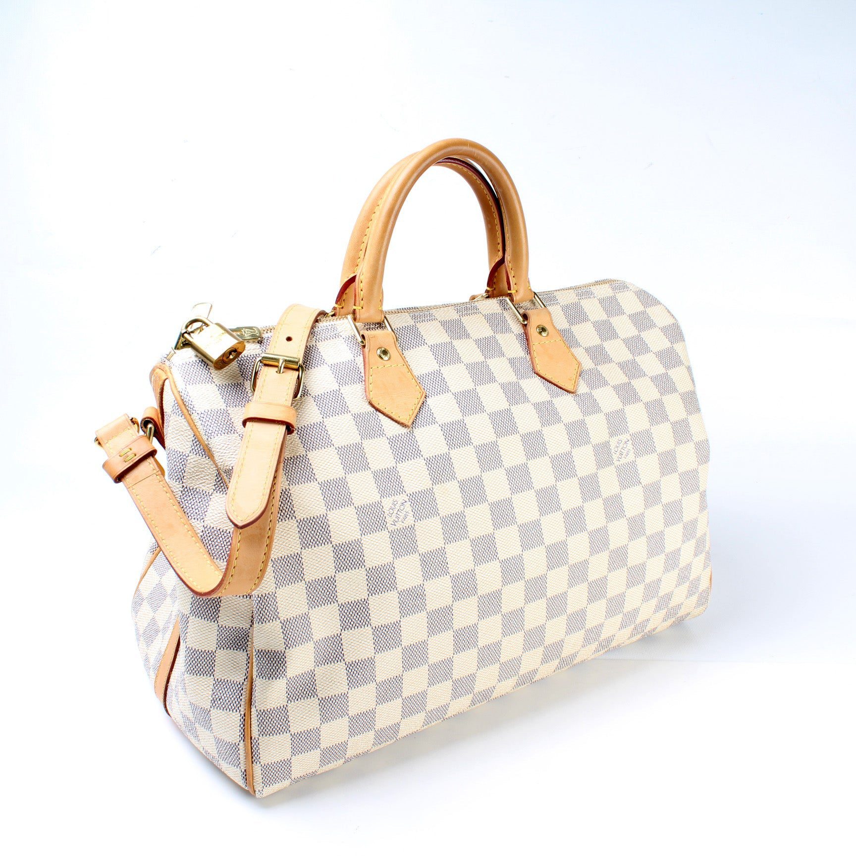Louis Vuitton Speedy 35 With Bandouliere Damier Azur - Image 2