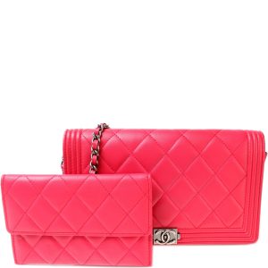 Chanel Boy Clutch On Short Chain Lambskin Bag