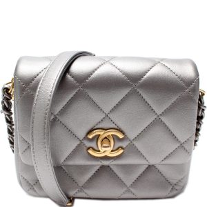 Chanel Mini Side Note Metallic Lambskin Bag