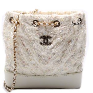 Chanel Gabrielle Backpack Small Quilted Tweed PVC 25M Bag