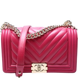 Chanel Boy Flap Medium Old Lambskin Berry Bag