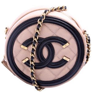Chanel Filigree Round Crossbody Caviar 26M Bag