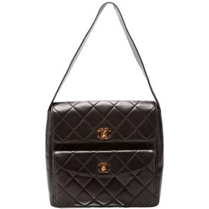 Chanel Double Turnlock Vintage Shoulder Lambskin Bag