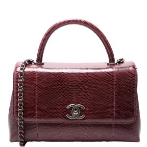Chanel Coco Top Handle Small Lizard 21M Purple Bag