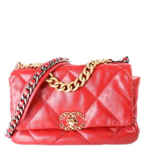 Chanel Quilted Goatskin 19 Medium Flap 30+M Red Bag