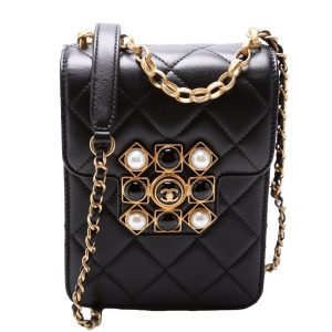 Chanel North South Flap Pearl/Resin CC Quilted Lambskin 30M Bag
