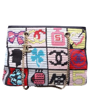 Chanel Precious Symbols Needlepoint Charms Tote 8M Bag