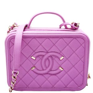 Chanel Filigree Vanity Case Medium 28M Purple Bag