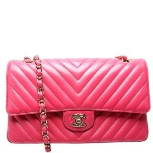 Chanel Classic Flap Medium Chevron Lambskin 29-32M Pink Bag