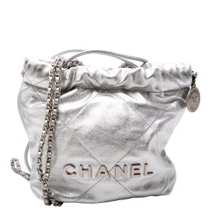 Chanel 22 Mini Metallic Calfskin RFID Silver Bag
