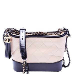 Chanel Gabrielle Hobo Small Calfskin 25M Beige/Black Bag