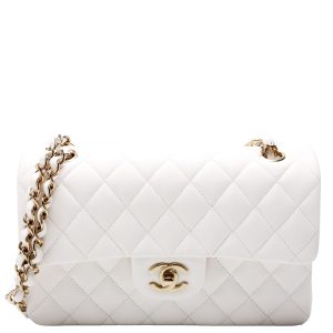 Chanel Classic Flap Small Caviar White Bag