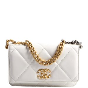 Chanel 19 WOC Quilted Lambskin 30M White Bag