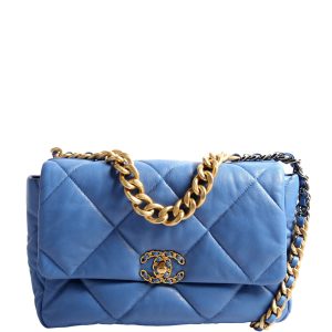 Chanel Quilted Goatskin 19 Large Flap 30M Blue Bag