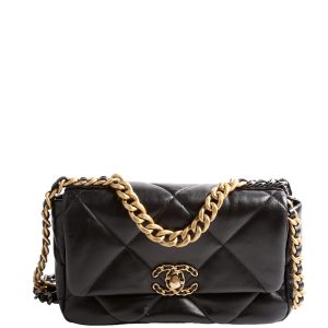 Chanel Quilted Goatskin 19 Medium Flap RFID Black Bag