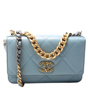 Chanel 19 WOC Quilted Lambskin 29M Blue Bag