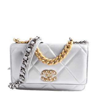 Chanel 19 WOC Quilted Lambskin 30M Silver Bag