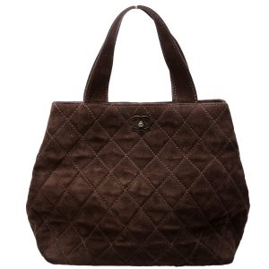 Chanel CC Top Handle Suede 7MM Brown Bag