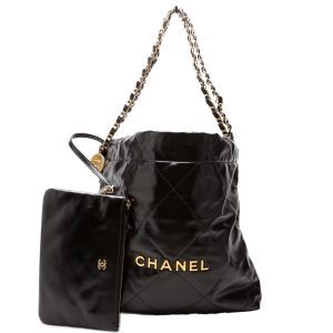 Chanel 22 Quilted Medium Hobo RFID Black Bag