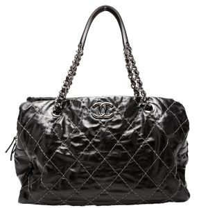 Chanel Double Contrast Stitch Large Tote Goat 13M Black Bag
