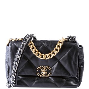 Chanel Quilted Goatskin 19 Medium Flap 30M Black Bag