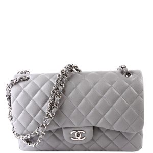 Chanel Classic Flap Jumbo Caviar 24M Grey Bag