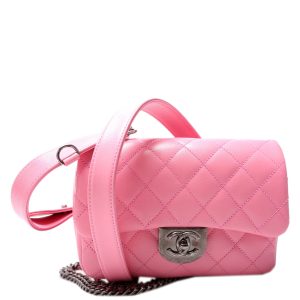 Chanel Double Carry Chain Waist 21M Goatskin Pink Bag