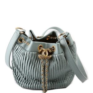 Chanel Coco Pleats Drawstring 24M Blue Bag