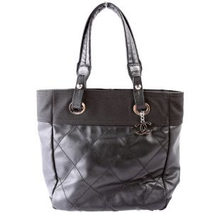Chanel Biarritz Coated Canvas Tote Black Bag