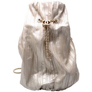 Chanel Coco Pleats Drawstring Iridescent 25M Gold Bag