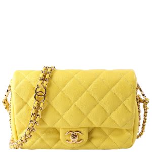 Chanel Mini CC You Flap Caviar RFID Yellow Bag